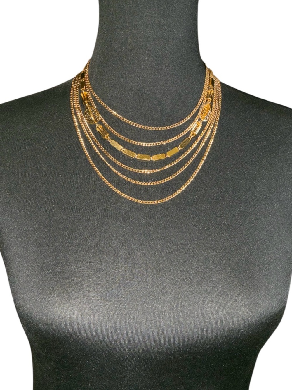 Vintage 1960 Monet Gold-Tone Multi Strand Layered Necklace